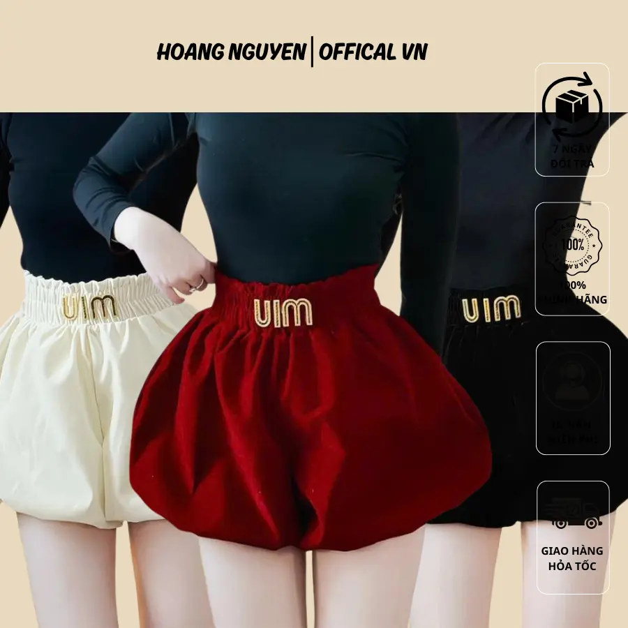 Quần đùi nhung bí , chữ MEO trước cực hot cho mùa xuân noel , chất nhung dày dặn mềm mịn - U046 Nữ Women Pants