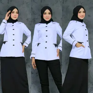 Seragam dinas Kerja asn putih hitam setelan Rok A/celana panjang/rok span hitam/Atasan putih kode 903 bahan katun gratis  HIJAB Panjang Wanita