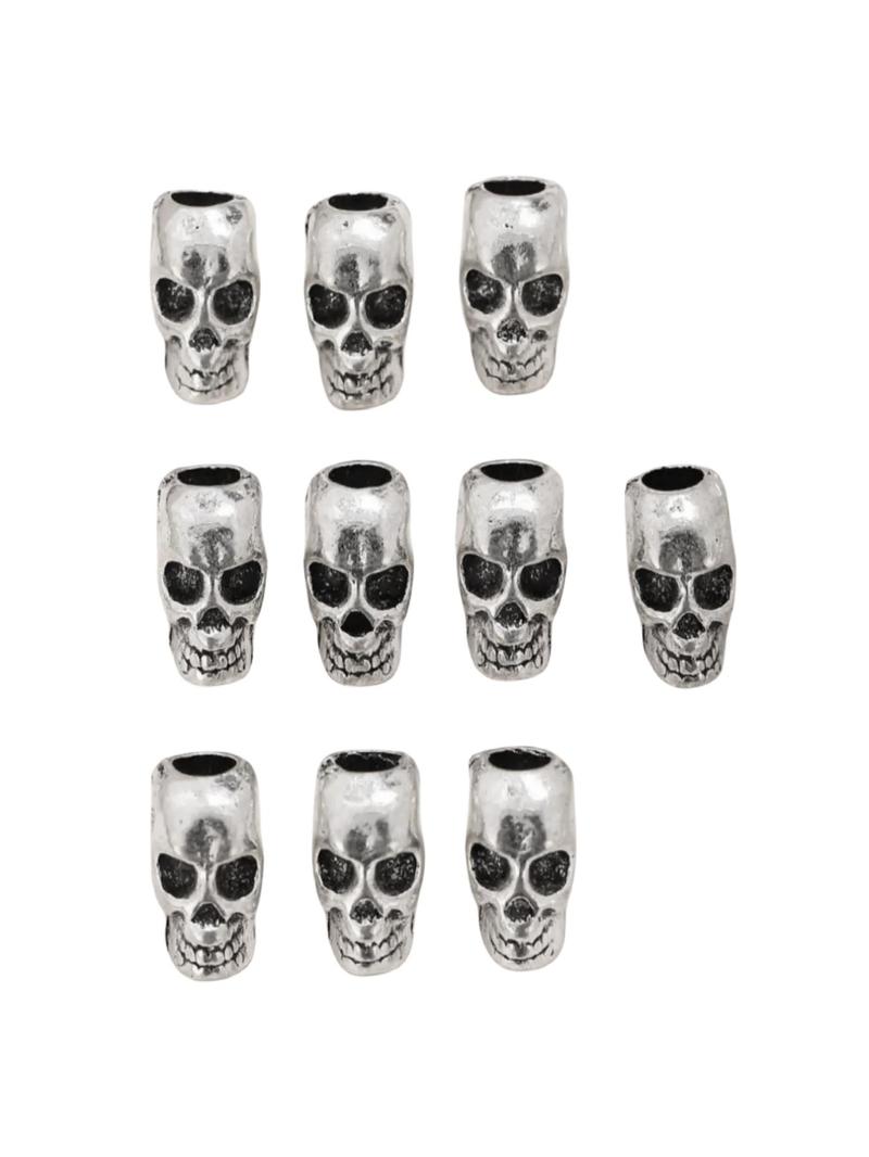 Product Introduction of Punk Style Skull Hair Ring, 10pcs Hair Accessories for Men & Women, Minimalist Headwear Suitable for Hair, Fashion Hair Accessories for Party, Daily Clothing Decor 14