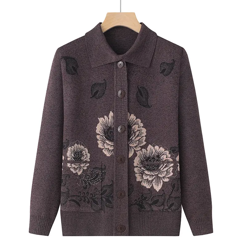 Áo Len Bà Ngoại Mùa Xuân, Áo Cardigan Dáng Rộng Cho Phụ Nữ Trung Niên Và Cao Tuổi, Áo Khoác Dệt Kim Mỏng Cho Mẹ, Quần Áo Tuổi 0
