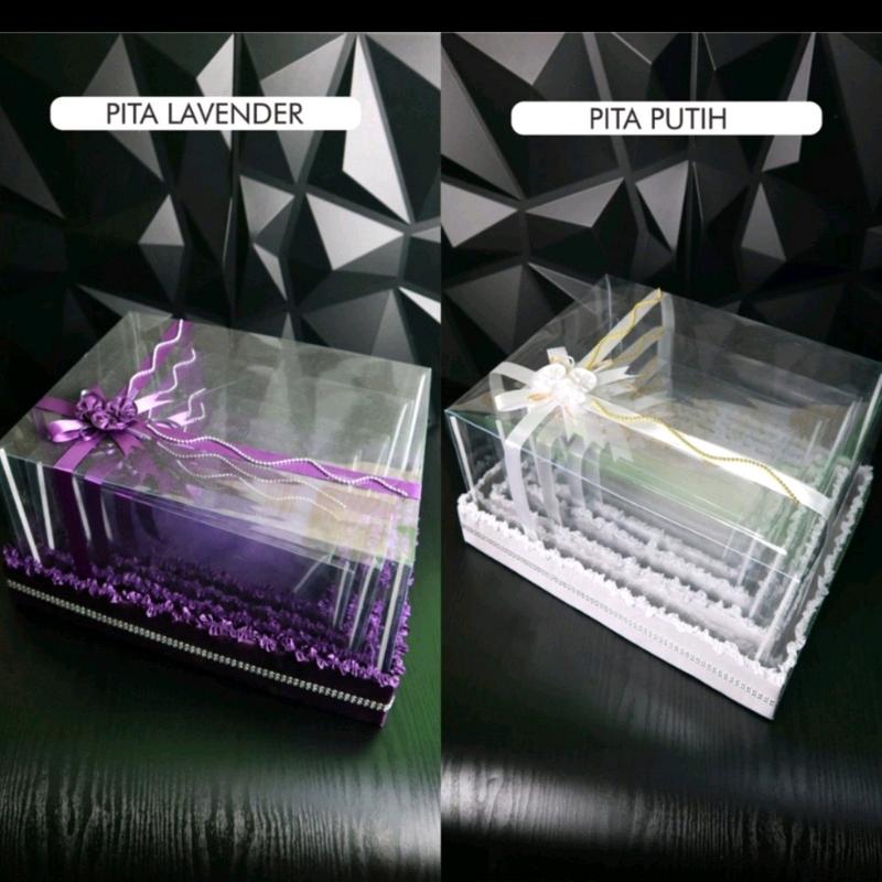 box kotak seserahan hantaran pernikahan mika tile siku 1 set isi 4 PCS foto merah Pita Silver 7