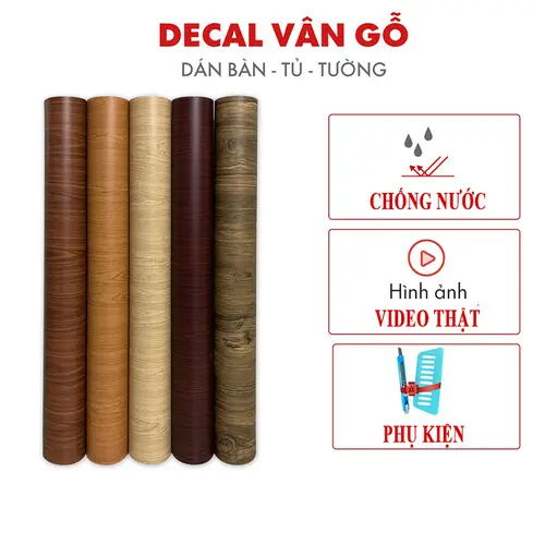 Giấy decal dán tường giả vân gỗ dán bàn tủ chống nước khổ 1.2m*60cm Decor Decor Phòng