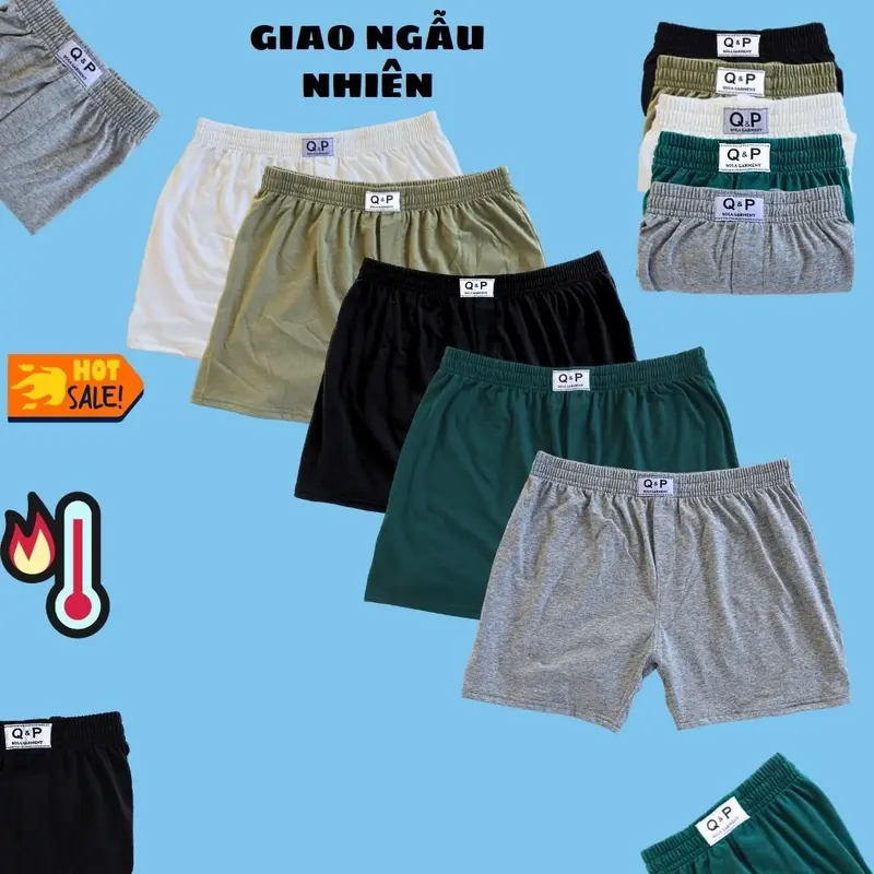 Combo 5 Quần Đùi Thun Nam  Mẫu Trơn Co Giãn Cá Tính ( Giao Ngẫu Nhiên ) Quần Lót Menswear Boxer Quần Boxer Cotton Sịp 0