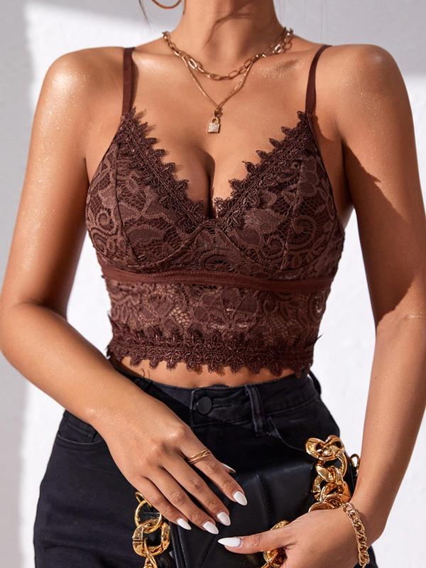 Women's Backless Sheer Lace Crop Cami Top, Classy Elegant Adjustable Strap Deep V Neck Crop Top, Summer Clothes Women for Daily Vacation Party, Lace Cami 2