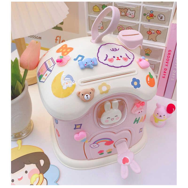 Product Introduction of Kids Creative DIY Banking Toys Piggy Bank Money Saving Pot Ban Coin Box With Lock Key Children Gift Toy For Girl Decor Decoration Christmas Light Plastic Sticker Ornaments 26