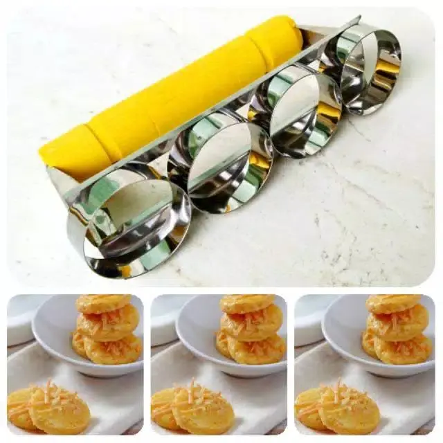 Cutter Cookies Kastengel Cetakan Kue Kering Kue Kacang Gagang Kayu Murah Cetakan Kue Salju Cookies 3