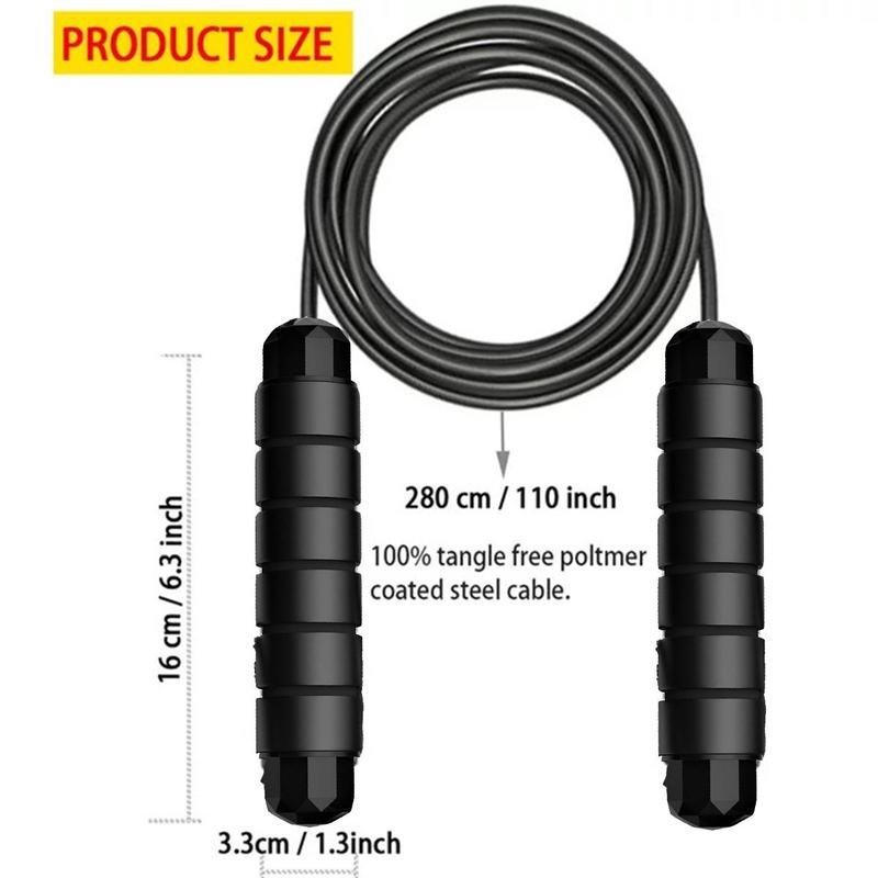 Product Introduction of Weighted Jump Rope, 1 Count Adjustable Skipping Rope with Memory Foam Handles, Fitness Equipment for Home Gym Workout 1