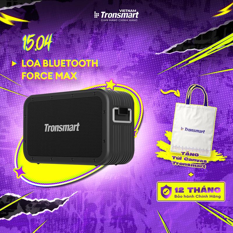 Loa Bluetooth 5.0 Tronsmart Force Max Công suất 80W Chuẩn kháng nước IPX6 Thời gian nghe nhạc lên đến 13 giờ (30% âm lượng) | Bảo hành chính hãng 12 tháng | TM-746328 Củ Loa Không Dây Wireless