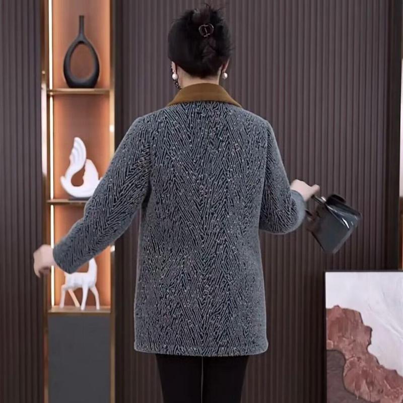 Product Introduction of Áo khoác ngoài dày dặn, lót lông cừu mùa đông của mẹ, dài Trung Bình áo khoác đệm bông ấm áp 6