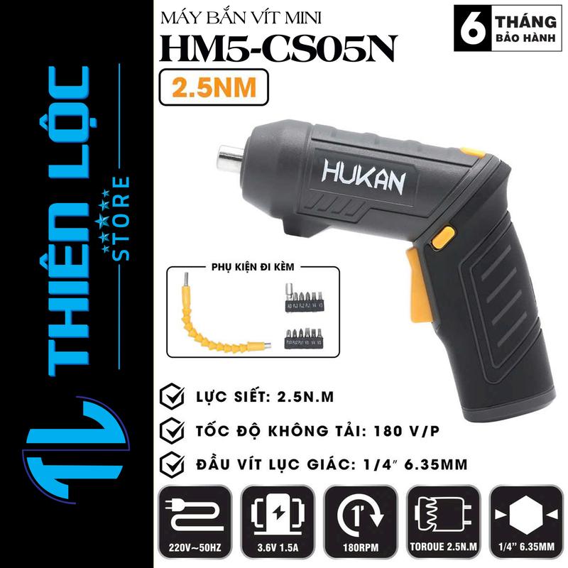 Máy chuyên vít mini Hukan HM5-CS05N,Lực siết 2.5N.m,Tốc độ 180RPM,Đầu vít lục giác 1/4′′ 6.35mm Vietnam Chuyên nghiệp Electric Screwdrivers