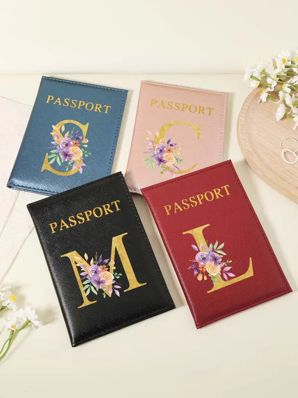 Letter Pattern Passport Holder, Multi Card PU Passport Cover, Portable Travel Card Holder, Stylish Minimalist Design Card Holder for Safe Storage of Cards and Documents 6