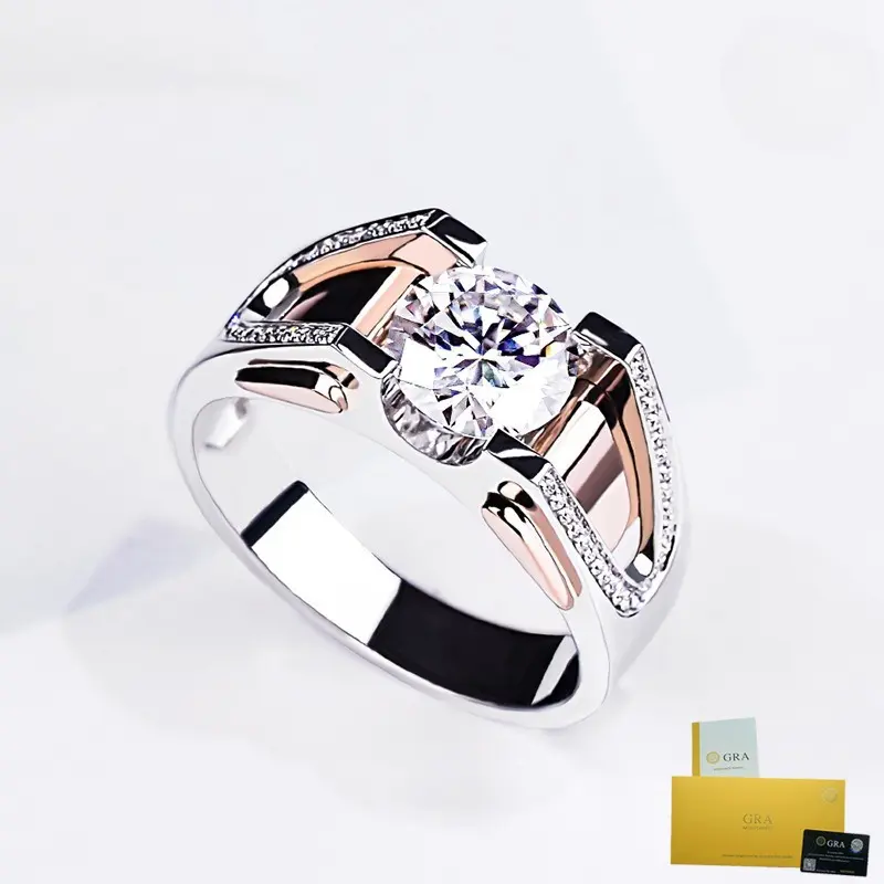 Nhẫn Khí Quyển Cá Tính, Thời Trang Bán Chạy, Thiết Kế Dát 2 Karat Hai Màu, Phong Cách Cổ Điển, Được Trang Trí Bằng Giấy Chứng Nhận GRA