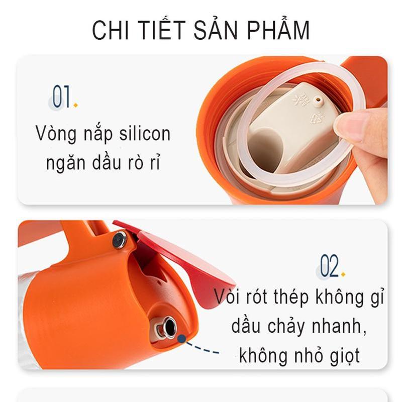 Bình đựnġ dầu ăn , gia vị nhà bếp bằng thủy tinh nắp mở tự động chắc chắn 6