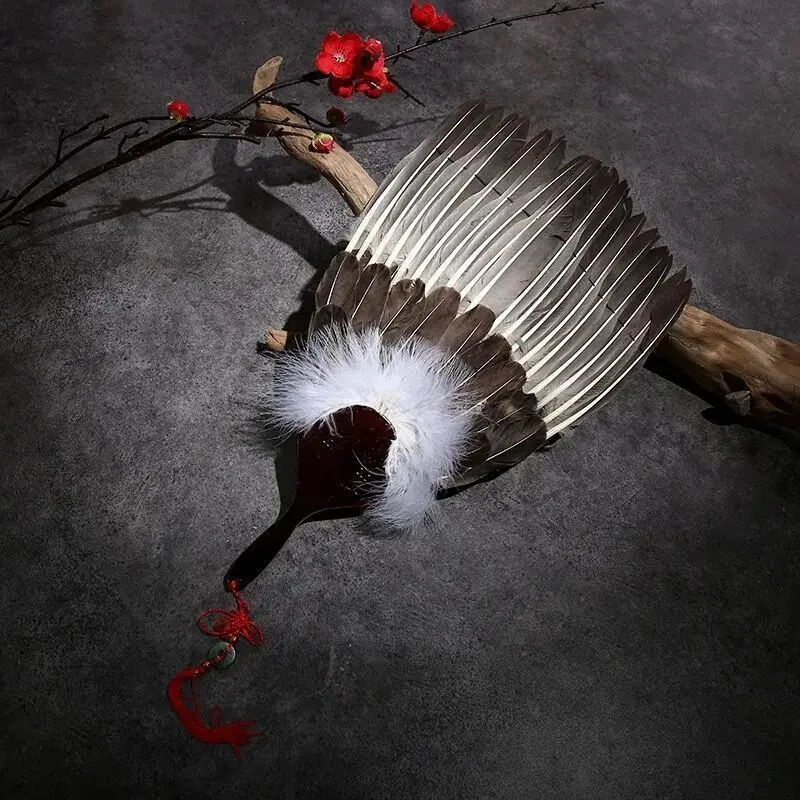 Goose feather fan Kongming fan Zhuge Liang feather fan Three-layer feather fan Craft fan Dragon Boat Festival gift fan