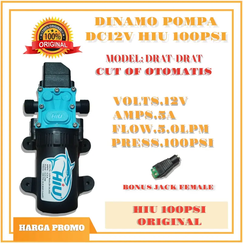 Dinamo Pompa DC12V Hiu 6.8bar 100psi / Dinamo pompa Air elektrik /Dinamo pompa Steam /Hiu original model DRAT-DRAT 0