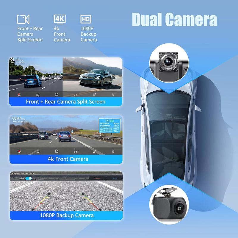 Product Introduction of 10.2 Inch Wireless Car Player, Portable Car Player with Adjustable & Detachable Mount, 4K Dash Cam & 1080P Backup Camera, HD IPS Touchscreen, GPS Navigation, Bluetooth-compatible, Car Stereo, Radio 7