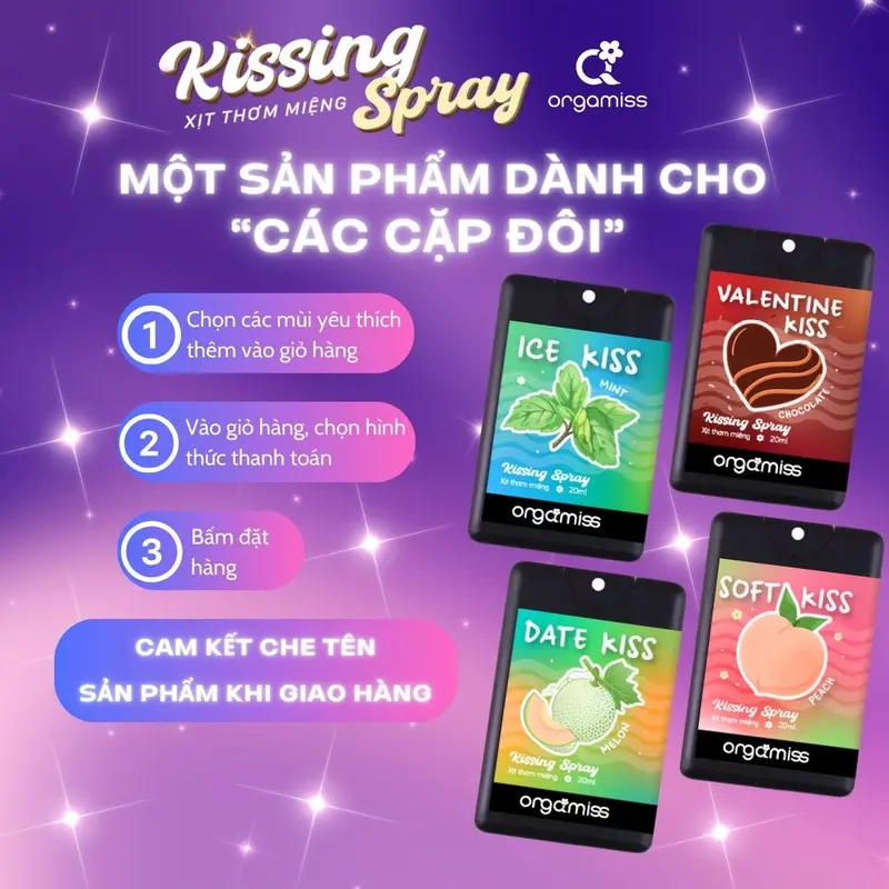 [MUA COMBO TẶNG Body Mist] Xịt Thơm Miệng Kissing Spray ORGAMISS Hương Trái Cây Kẹo Ngọt Thơm Mát Mùi Bạc Hà Dung Tích 20ml Xịt Miệng Cho Nam Nữ 5