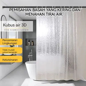 3D Tirai Mandi Tirai Kamar Mandi 3D Uk.180x180cm Premium Shower Modern Minimalist Bathroom Curtain Solid Color Simple Style Decoration