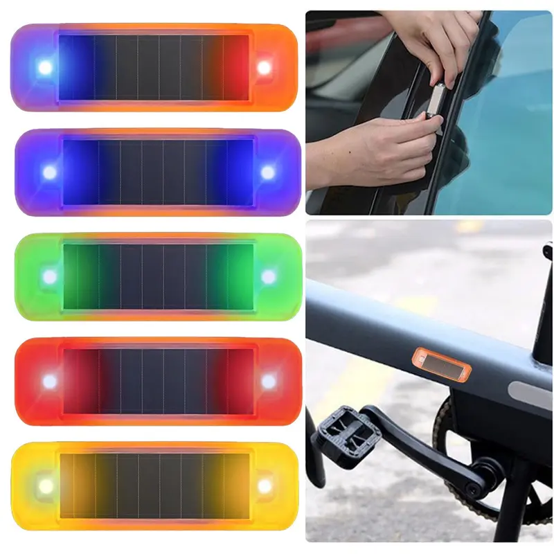 Còi Báo Động Ô Tô, 1x, Đèn LED Lung Linh Năng Lượng Mặt Trời, Tín Hiệu Chống Trộm An Ninh Giả Phụ Tùng 0