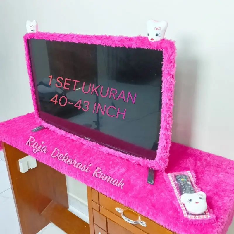 1 SET bando tv 43 inch karakter+taplak meja bulu+sarung remote