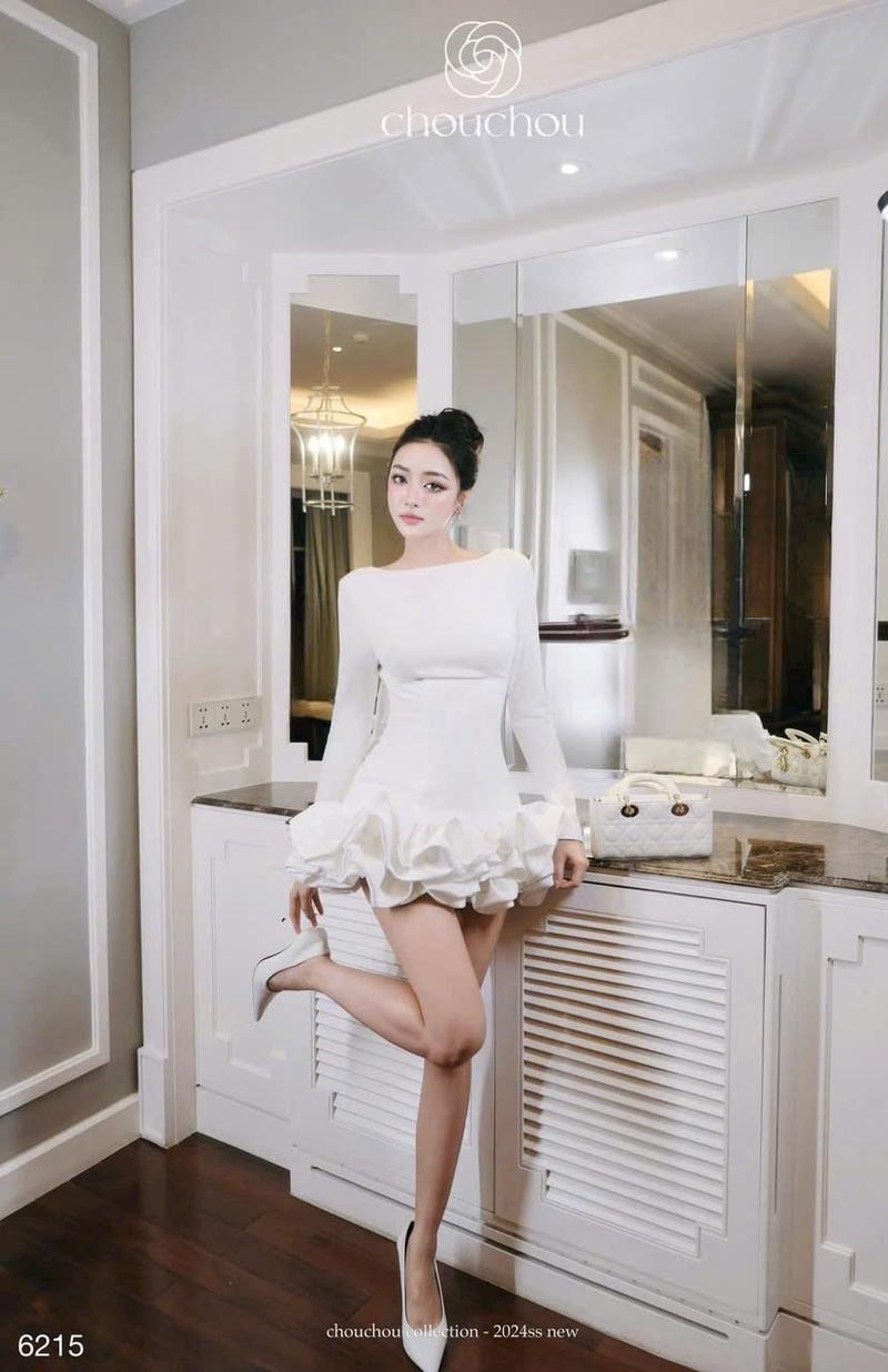 Product Introduction of [có mút cho v1] Váy nữ thiết kế hở lưng bèo tầng tôn dáng chất umi phối bèo phi , váy dự tiệc sang trọng xinh xắn 10