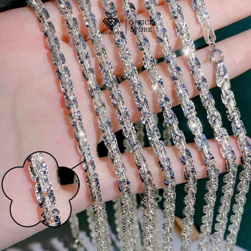  Dây Chuyền Nữ Bạc 925 Dây Xoắn Vuông Bạc Sáng Đẹp - Trang Sức Cao Cấp DÂU SILVER 