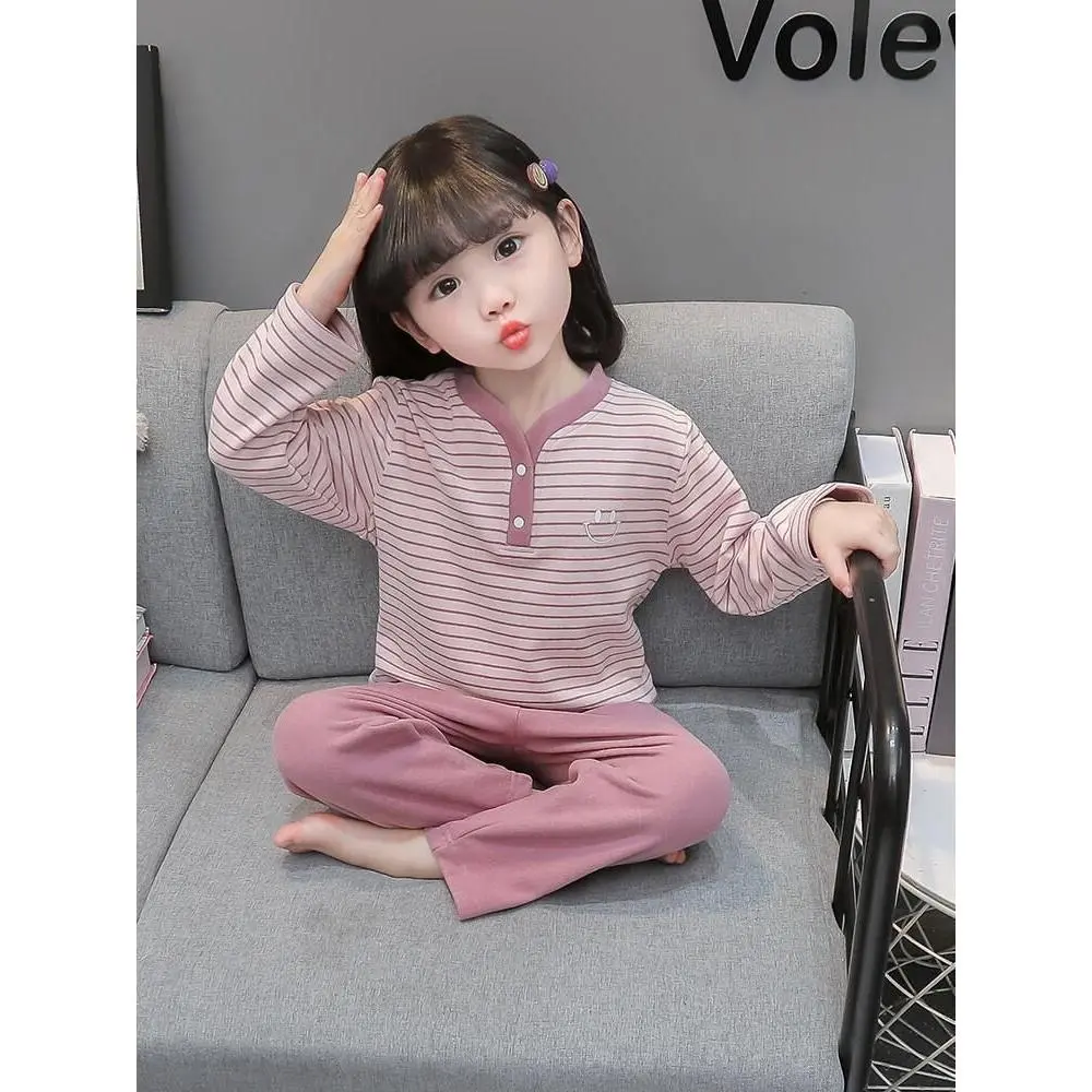 Bộ Đồ Ngủ Cho Bé Gái, Bộ Sưu Tập Thu Đông, 24 Hàng Mới, Đồ Mặc Nhà Sọc Cho Em Bé Bộ Đồ Lót Giữ Nhiệt Cho Trẻ Mới Biết Đi