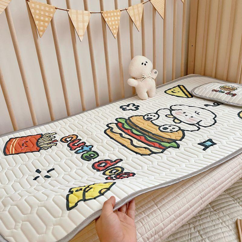 Product Introduction of Cartoon large edition printed cool silk baby anti slip cool mat 60x120cm two-piece set with buckwheat core mattress pillow combination 3