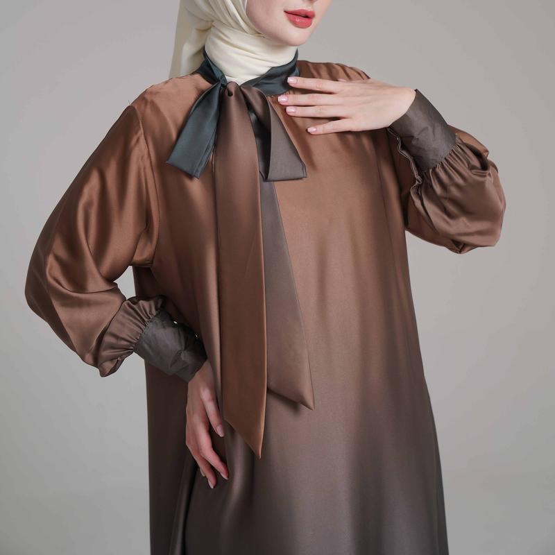 Product Introduction of Candy Outfitku - Luna dress (tanpa hijab) gamis gradasi silk sutra Baju Muslim Mewah Wanita 10
