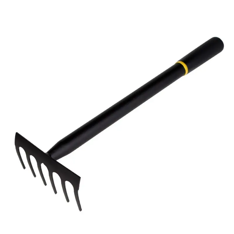 Black Small Rake  6 Tines Manganese Steel  Rake Comfortable and for Sharp Garden Hand Rake  Garden Hand Rake