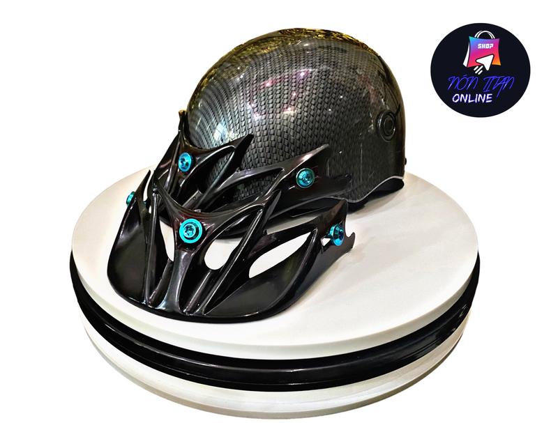 TẶNG TEM BIKER Nón Bảo Hiểm Sơn Givi - Nhúng CarBon Đen Vân Hoa Văn Phủ Nano Bóng - Gắn 3 Ốc Salaya & Titan Gr5 Siêu Đẹp