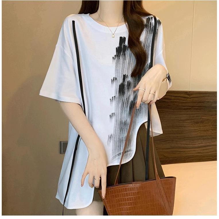 Atasan Kaos Wanita Dewasa Import Cuttingan Gelombang Tye Dye Tali Korean Style 1