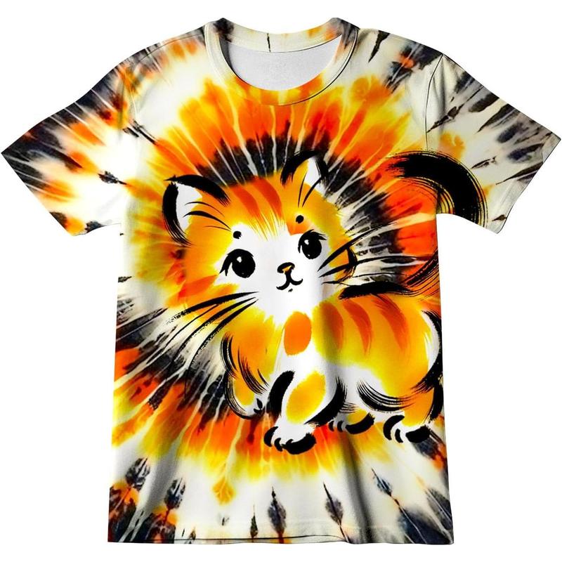 thumbnail image 2 of Baby Deals!YANHAIGONG Tie Dye Shirt Girls,3-14 Years Summer Tie Dye Shirt Kids Girls Children Hippies Tie Dye Graphic Short Sleeve Round Neck Crop Te 2 of 10