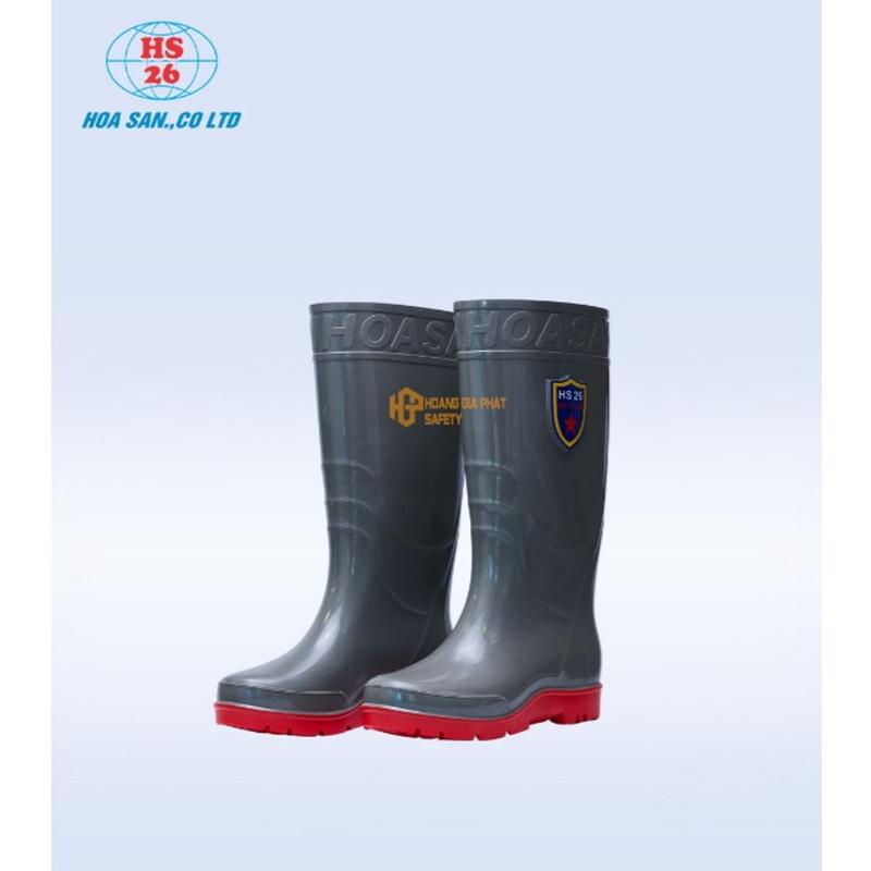 Ủng cao su bảo hộ lao động xám đế đỏ cho nam HOANGGIAPHATSAFETY ủng đi mưa, lội nước, ủng làm vườn, làm ruộng [MẪU MỚI] 2