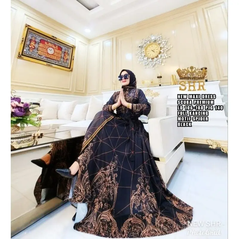 Product Introduction of NEW MAXY DRESS SCUBA MOTIF SPIDER BY SYAHIRA 0