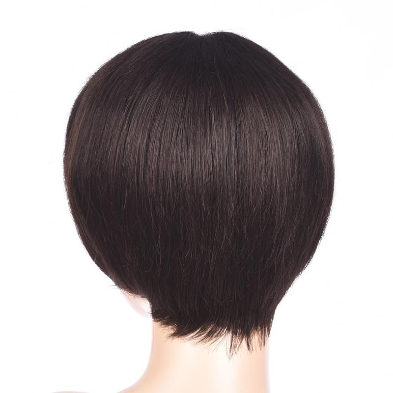 Natural black hand-woven H twist real H short straight bangs Bob hcut head cover short H human head cover 3