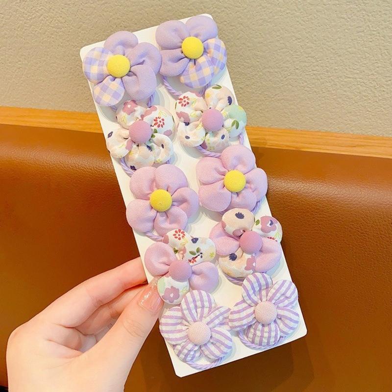 Product Introduction of 10Pcs Flower Hair Rope Korean Colorful Kids Hair Tie Cartoon Children's Head Rope Fashionable Candy Colored Girl Hair Accessories 5