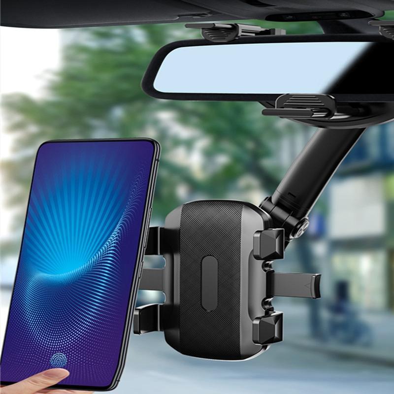 Car Rearview Mirror Phone Holder, 360 Degree Rotatable Car Phone Navigation Bracket, Rearview Mirror Mount, Universal Car Interior Accessories For Most Smartphones 2