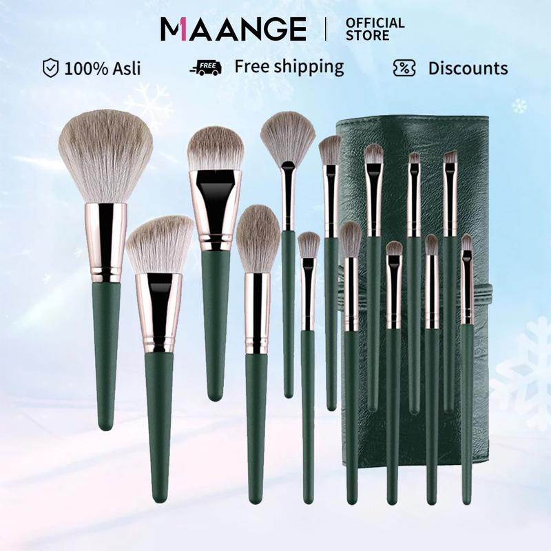 Bộ cọ trang điểm MAANGE 14 cây mềm mại với Túi đựng cọ trang điểm da 1340 - Bộ cọ trang điểm cho phụ nữ - Cosmetic, Women