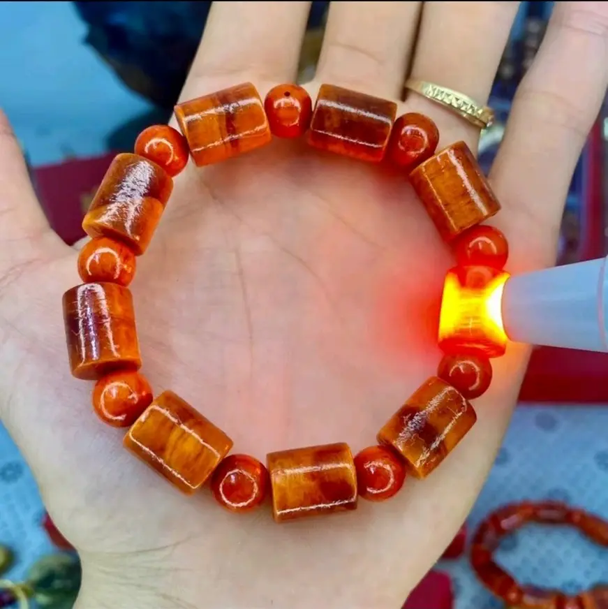 vòng gỗ huyết long đốt trúc huyết long thấu quang(tặng sản phẩm bất kì)