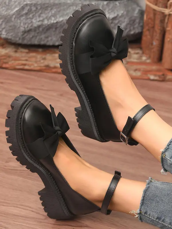Women's Fashionable Bowknot Design Mary Jane Shoes, Casual Comfortable Round Toe Flat Shoes for Daily Wear, Lightweight Breathable Shoes for Women & Girls 4