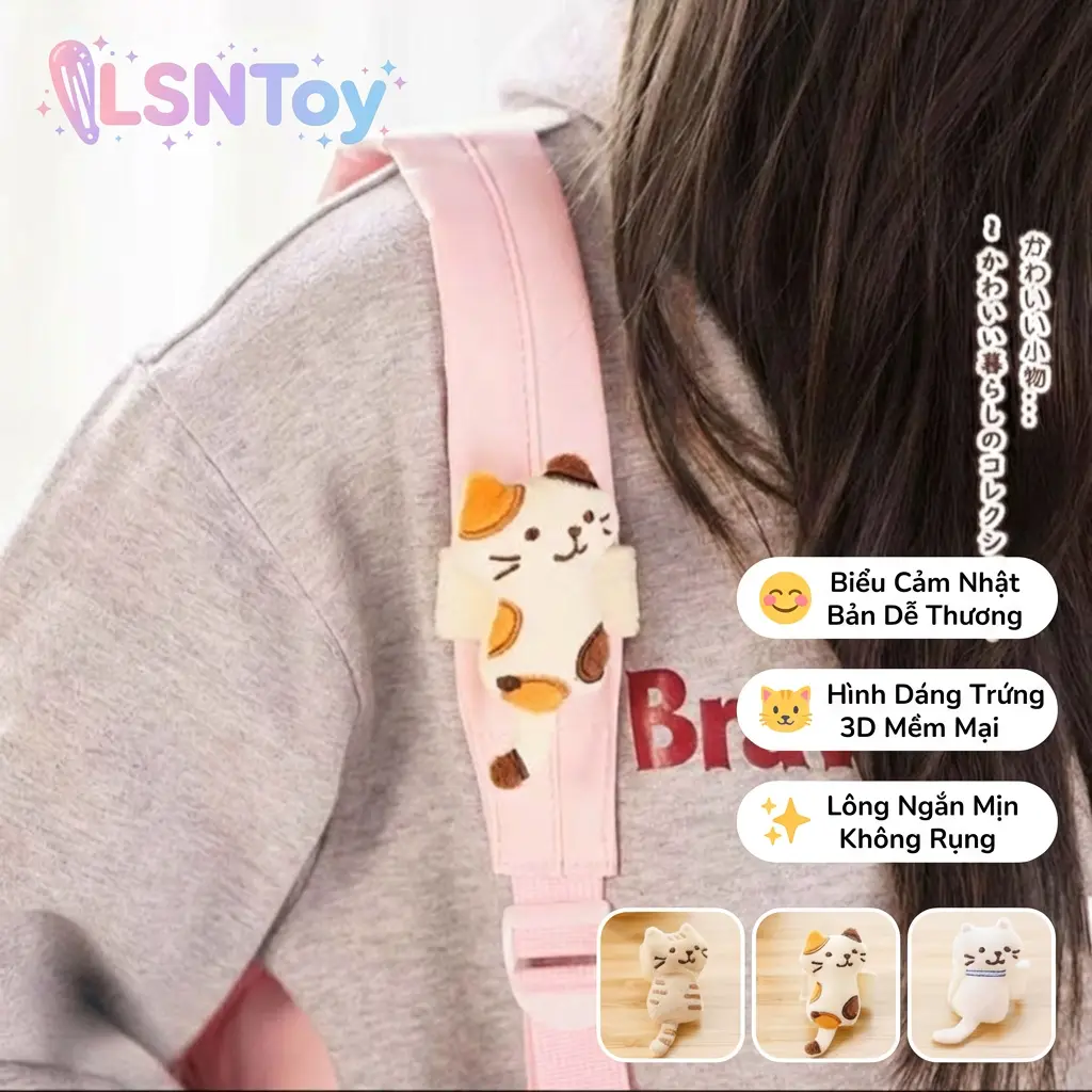 Combo 3 Mẫu Móc Treo Balo Mèo Mắt Đậu Dễ Thương – Phụ Kiện Gấu Bông Mini Chữa Lành – LSNtoy