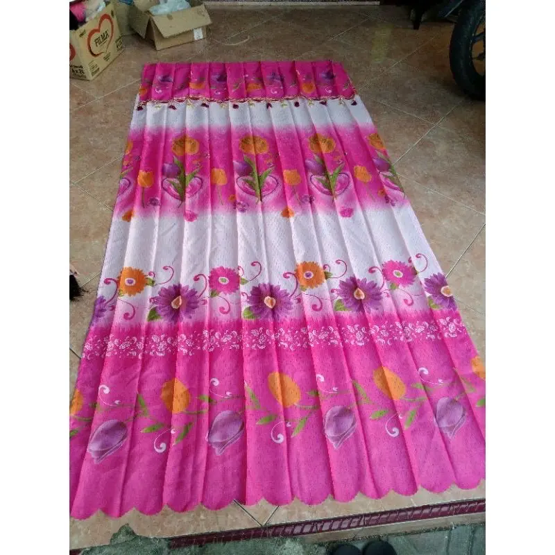 Gorden Ami Jendela Pintu GA-01 Gorden Plisket Motif Bunga Tulip dan bunga Mawar Kain Gorden 2