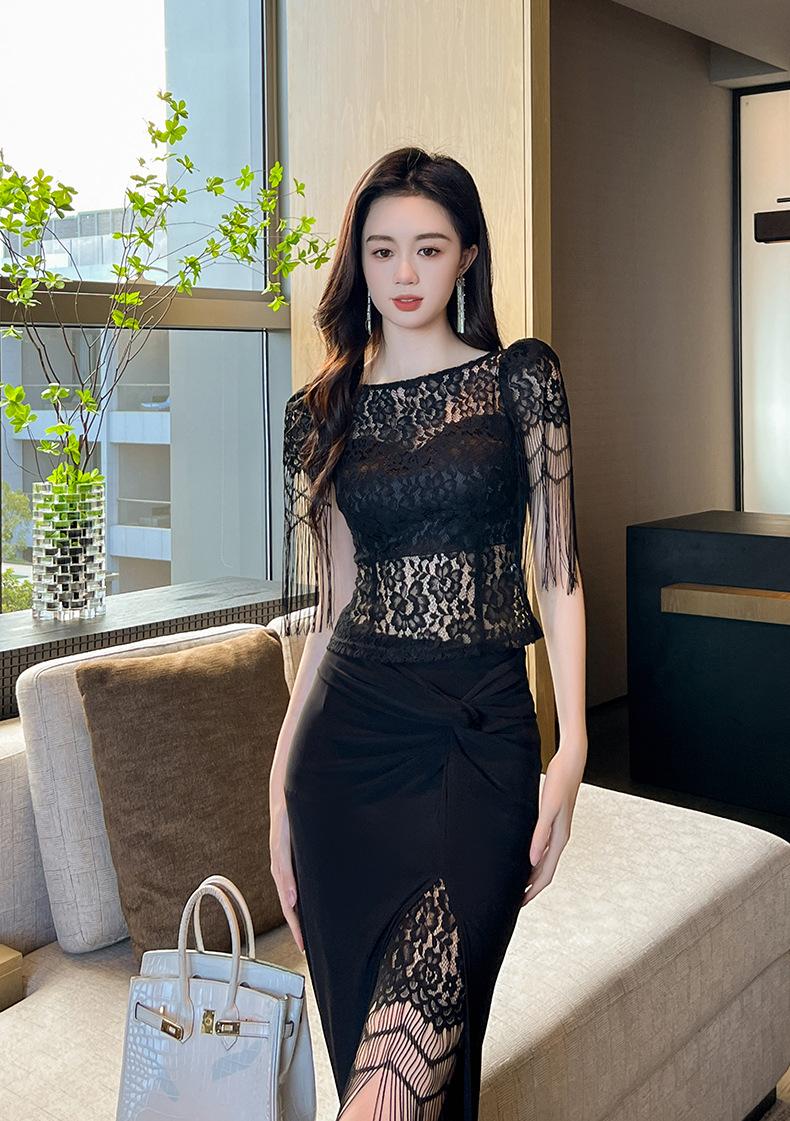 Product Introduction of Áo Sơ Mi Ren Thiết Kế Hotie Kiểu Pháp, Tay Áo Tua Rua Nhìn Xuyên Thấu, Hàng Mới Về, 20504 Nữ Top Women Shirt Umi 23