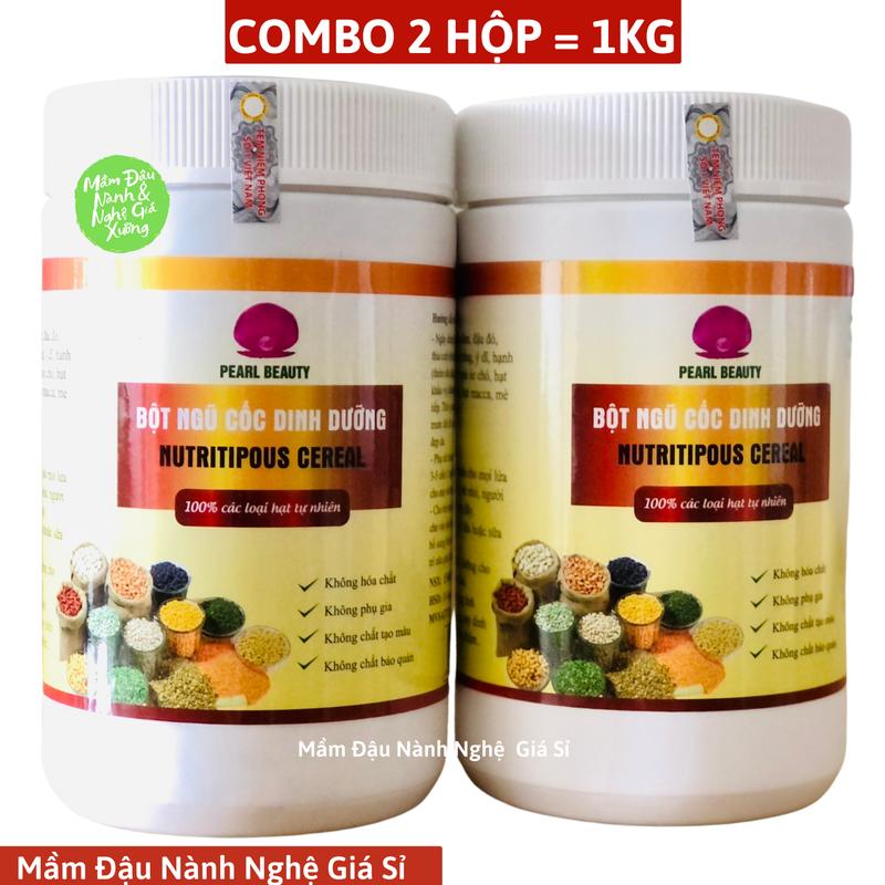 Combo 2 Hộp 500g = 1Kg Bột Ngũ Cốc Dinh Dưỡng 14 Loại Hạt Như Đậu Đen, Đậu Đỏ, Đậu Xanh, Đậu nành, Hạt sen...Food Chua