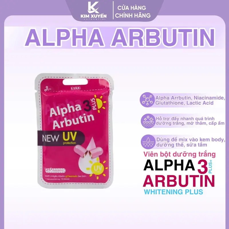 Viên bột dưỡng sáng da body Alpha Arbutin New UV - Vĩ 10 viên 0