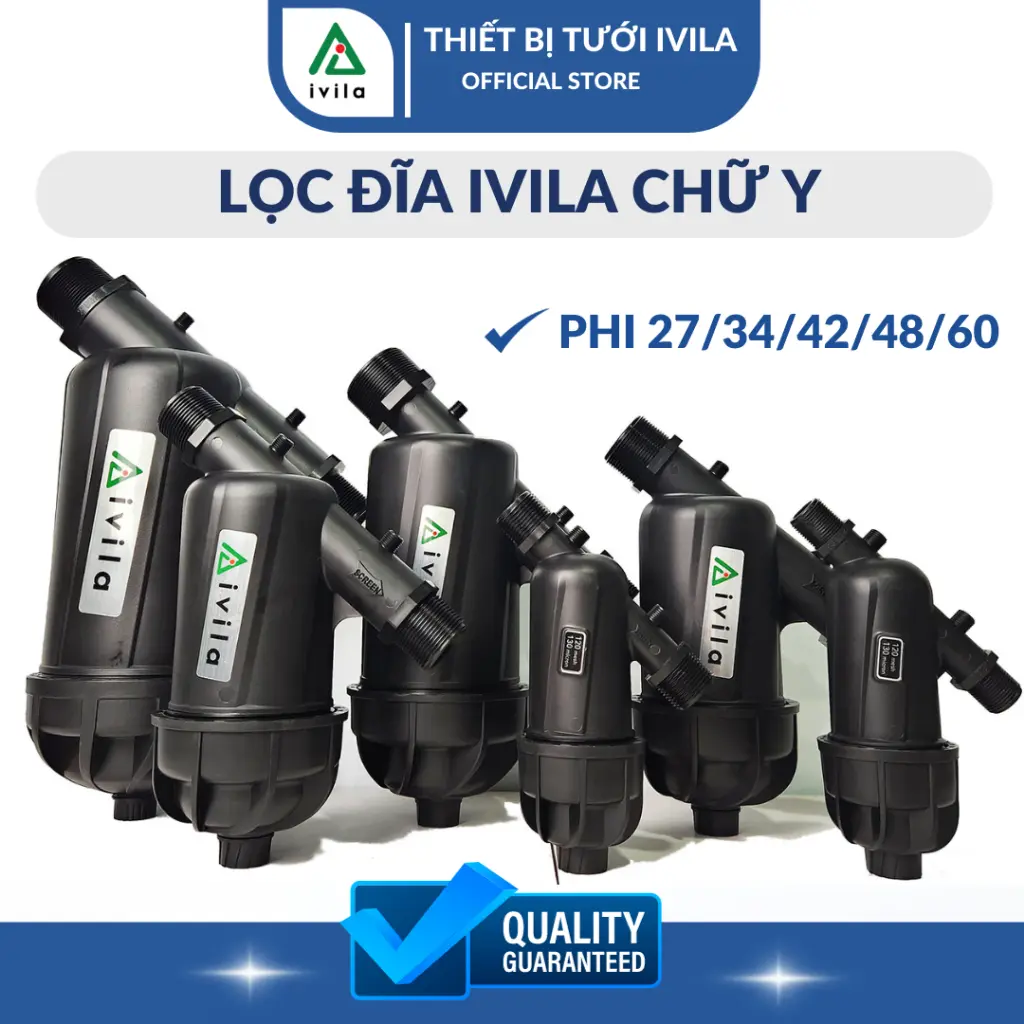 Bộ Lọc Đĩa chữ Y phi 27/34/42/48/60 của IVILA, lọc nước đầu nguồn, Lọc nước tưới cây, lọc cặn, rác