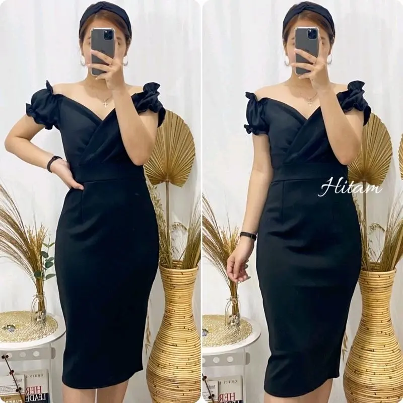 Carolina Midi Dress Wanita Casual Baju Fit Lembut Linen 3