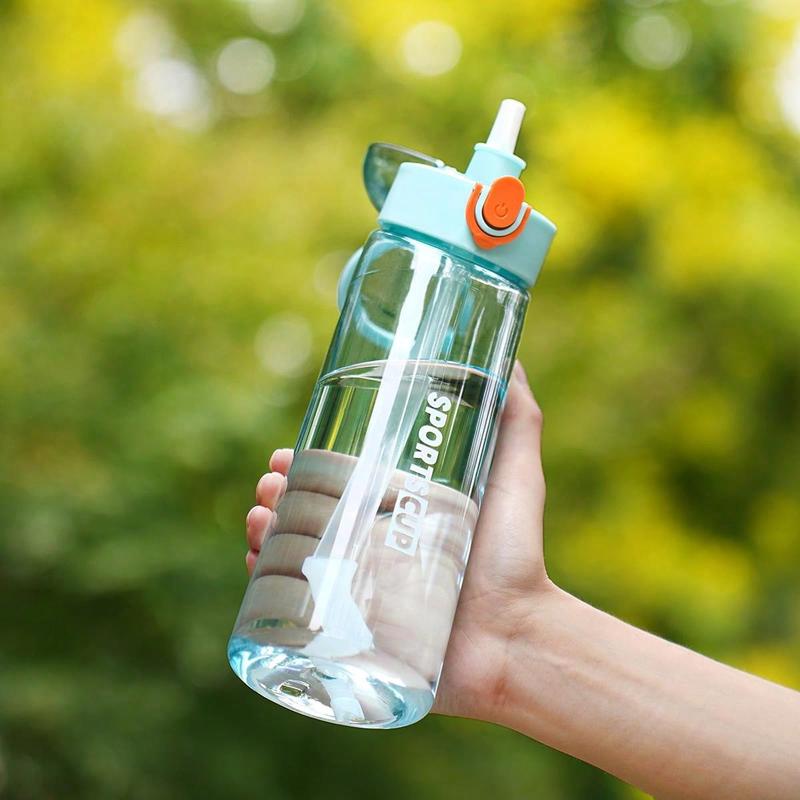 ShuangQi 1pc 25OZ (750ml) Solid Color Transparent Sports Water With Handle Suitable For Outdoor Sports Running Fitness Cycling Drinkware Cup Reusable Bottle Water Bottles Portable Tumbler Washable Bottle for Hiking Camping Office Home 3