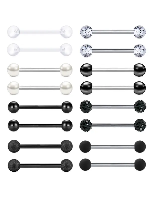 Punk Style Stainless Steel Body Jewelry, 16pcs Body Piercing Accessories for Men & Women for Party, Daily Clothing Decor, Trendy Labret Jewelry for Birthday Gift 2
